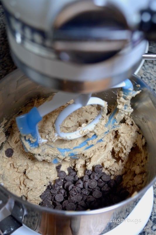 cookie dough batter in mixer