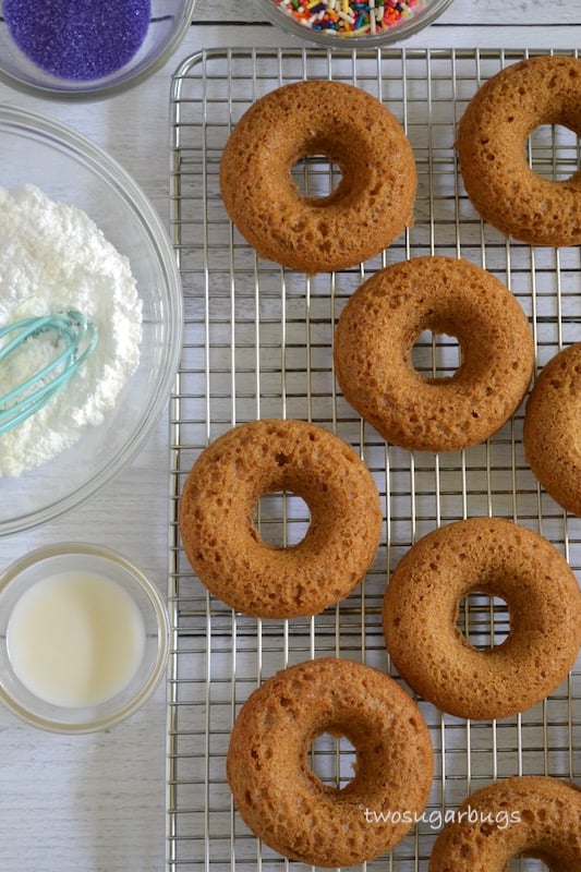 Donuts cooling on a wire rack