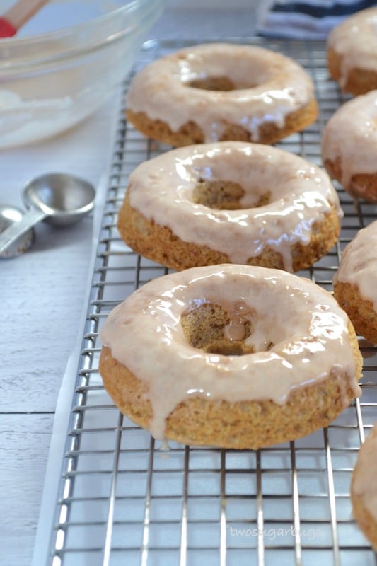 Glazed donuts on wire rack