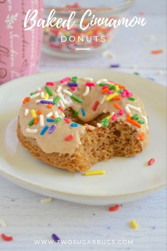 Pinterest image for baked cinnamon donuts