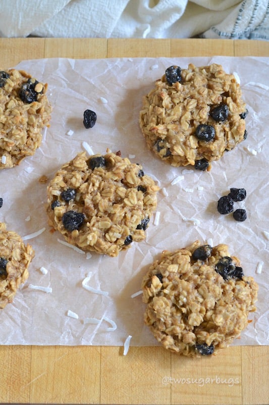 Overhead shot of three breakfast cookies