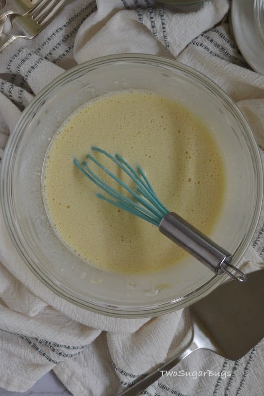 bowl with batter and a whisk