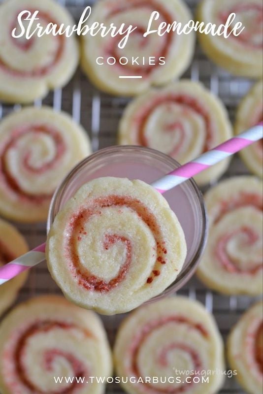 Pinterest graphic for strawberry lemonade cookies
