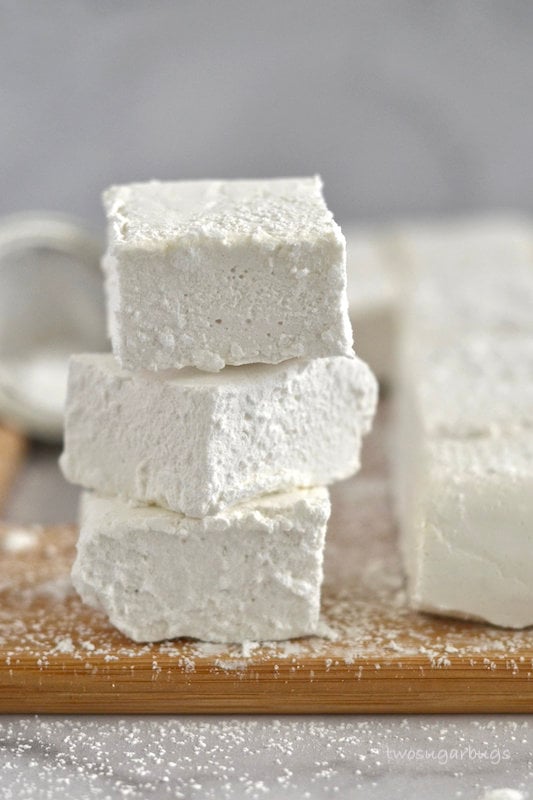 Stack of three homemade marshmallows