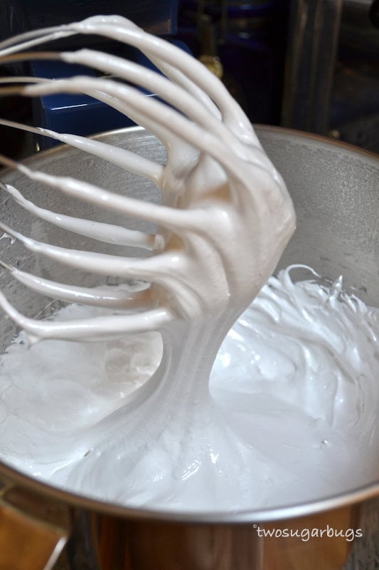 Whisk with fully whipped homemade marshmallow.