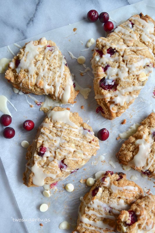 Baked scones on parchment paper