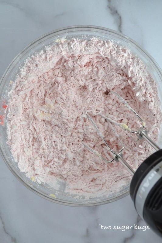 strawberry coconut filling before the evaporated milk