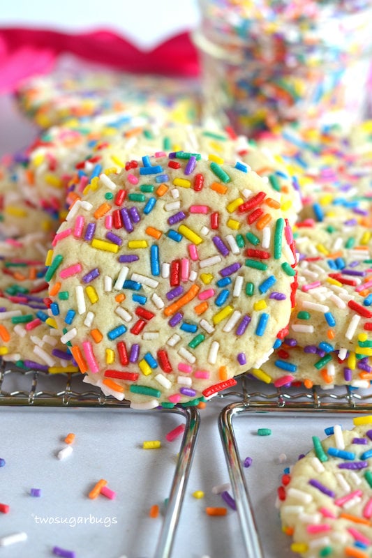 close up shot of a sprinkle cookie