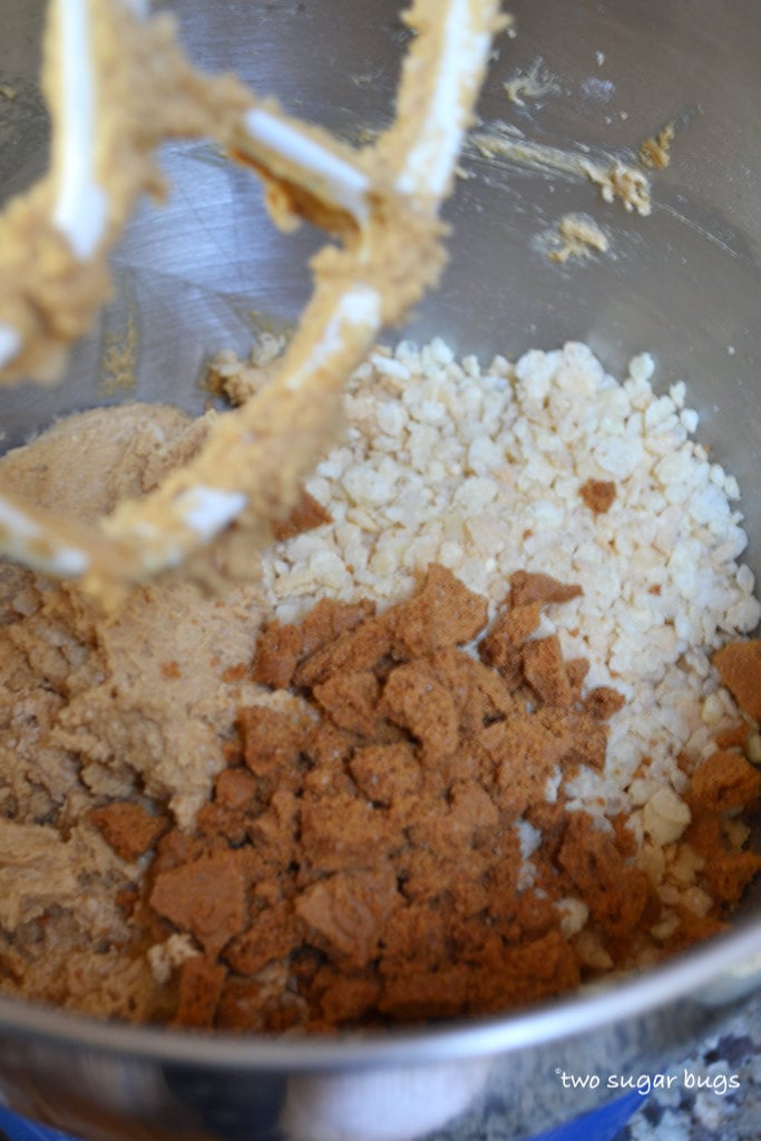 cookie ingredients in a mixer bowl