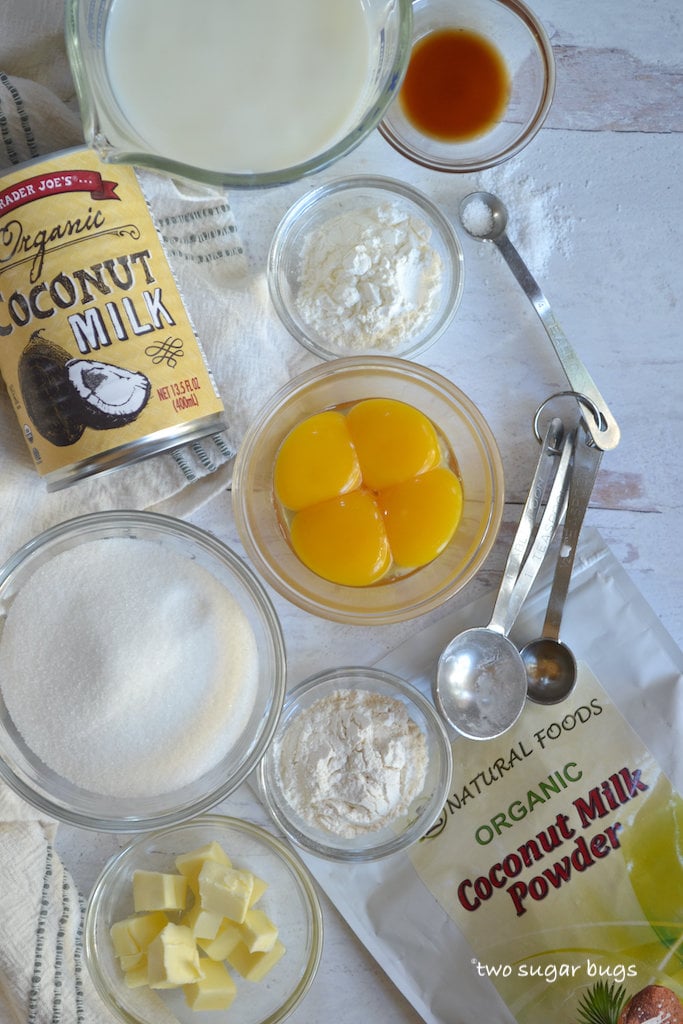 ingredients for coconut pastry cream