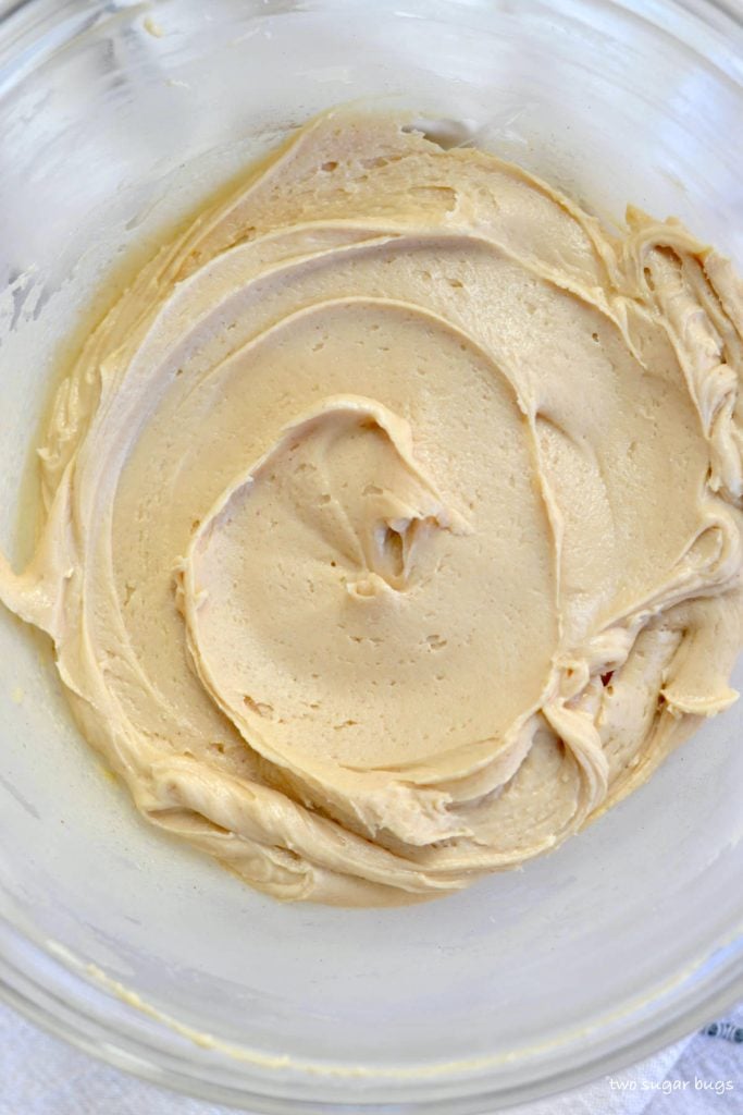 dairy free peanut butter frosting in a bowl