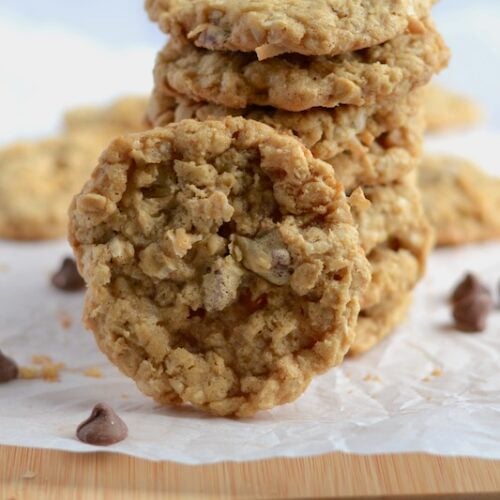 Soft and Chewy Oatmeal Coconut Chocolate Chip Cookies