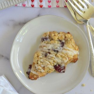 Cherry almond scone on a plate