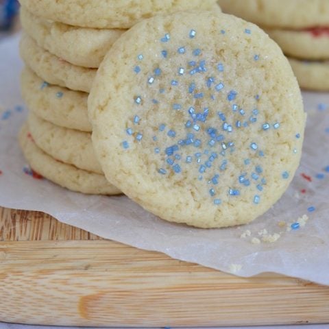 Stack of easy and fast soft drop sugar cookies