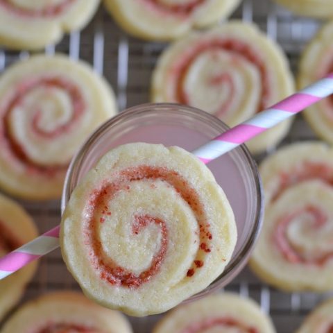 Overhead shot of strawberry lemonade cookies