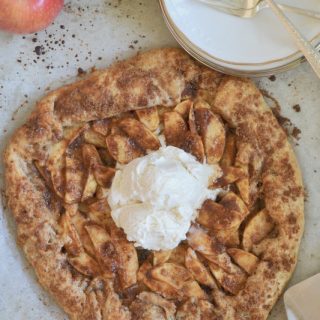 Cinnamon apple crostata with a scoop of ice cream