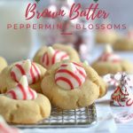 christmas pinterest graphic for brown butter peppermint blossoms