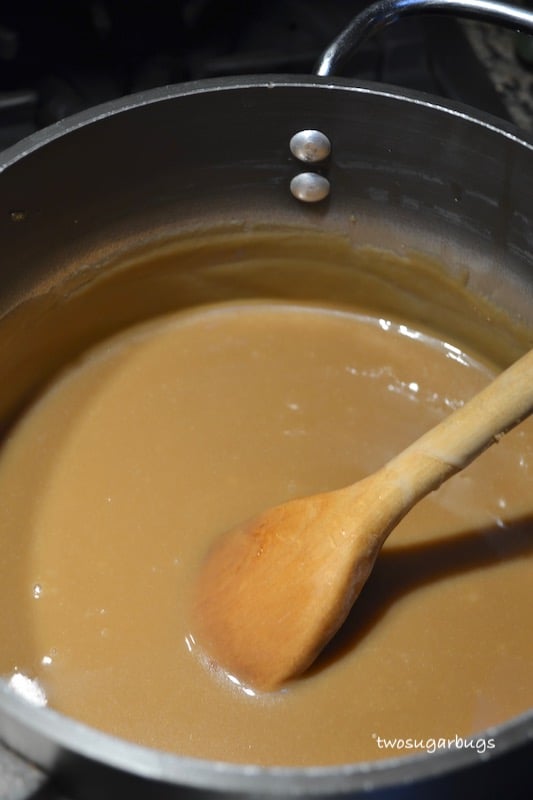 butter, brown sugar, corn syrup and sweetened condensed milk in a saucepan