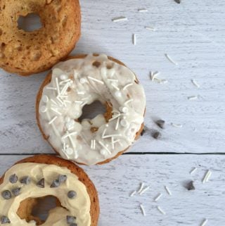 five donuts on shiplap