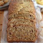 Pinterest image for peanut butter oat banana bread