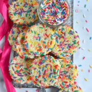 cookies and sprinkles on a cooling rack