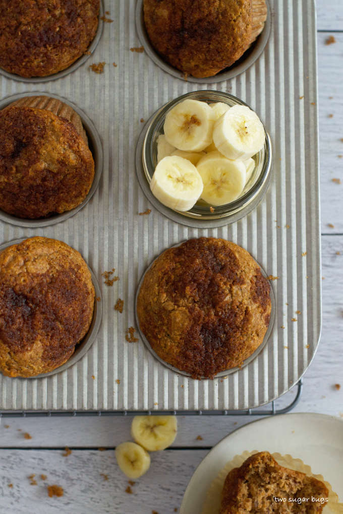 banana bran muffins in a muffin tin