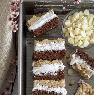 overhead view of bars in a baking pan