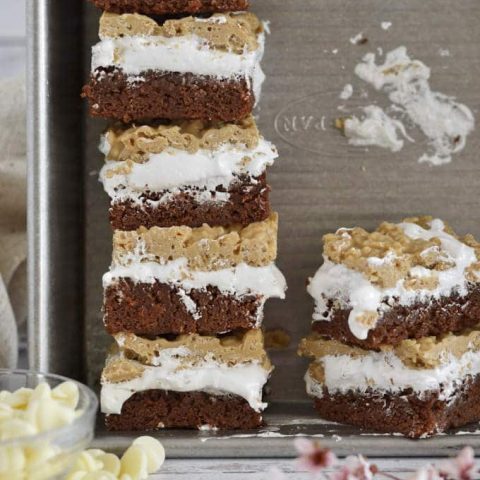 stack of SunButter crunch bars in a baking pan