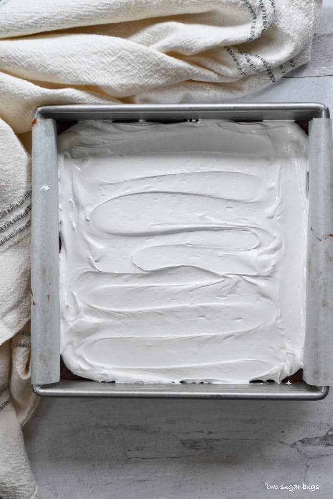 marshmallow layer in baking pan