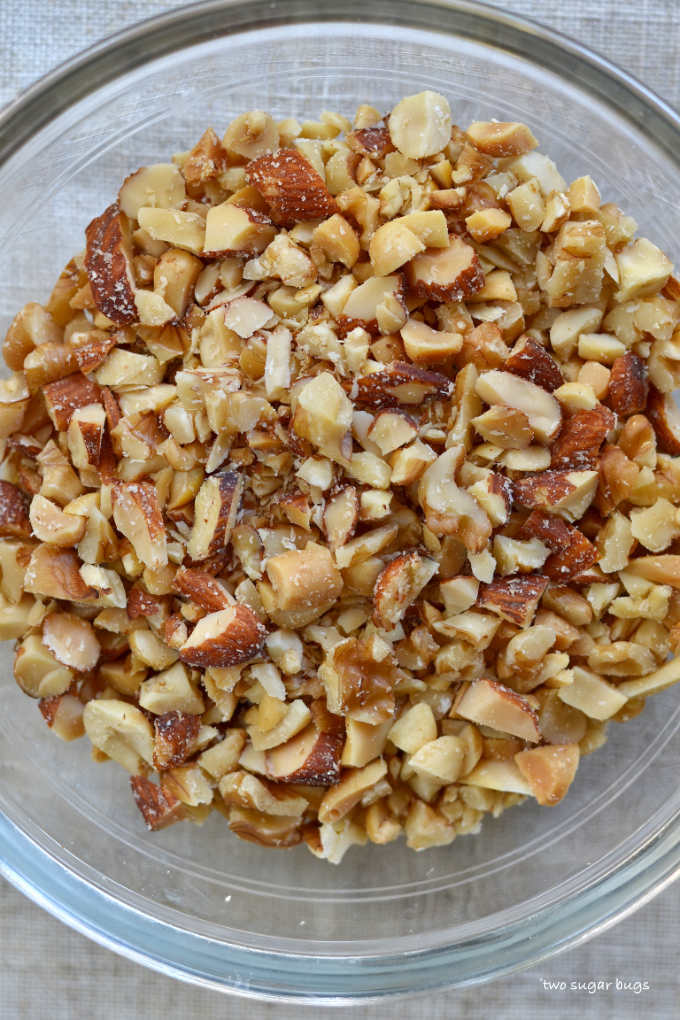 bowl of chopped nuts
