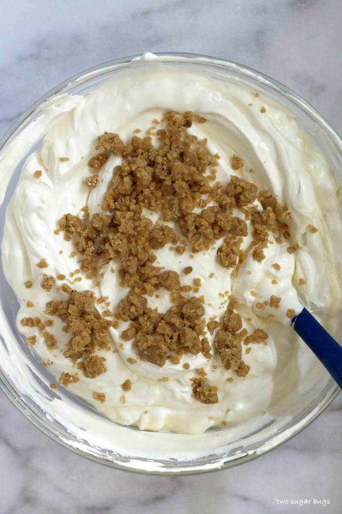 vanilla ice cream base with bourbon crumble sprinkled on top