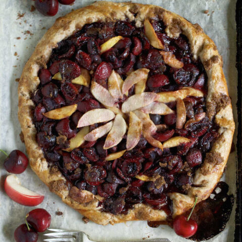 baked cherry nectarine crostata