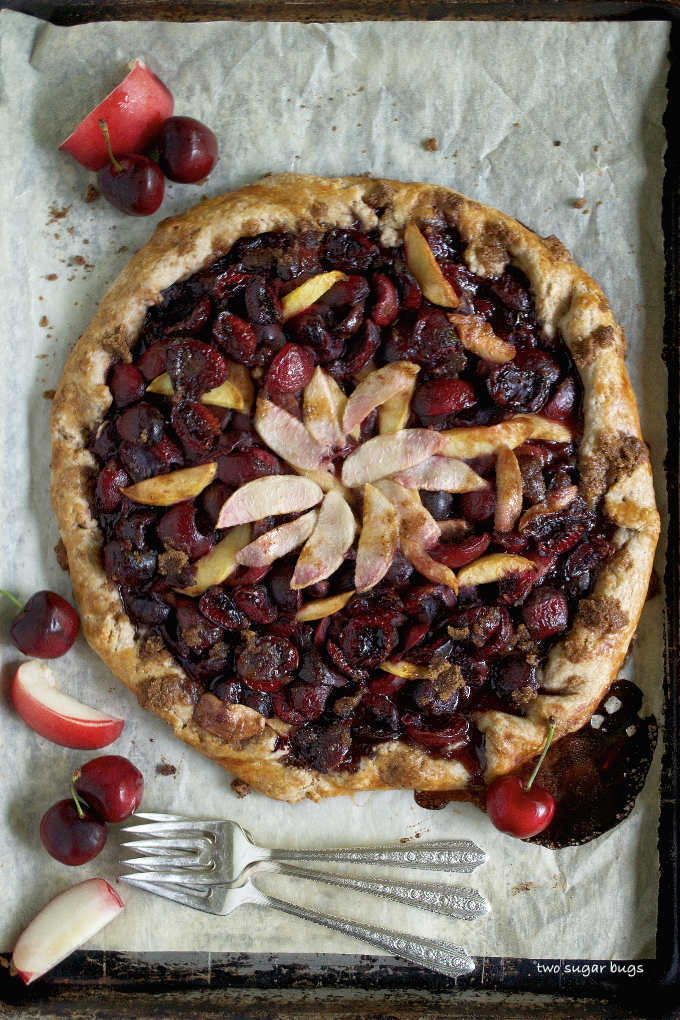 baked cherry nectarine crostata