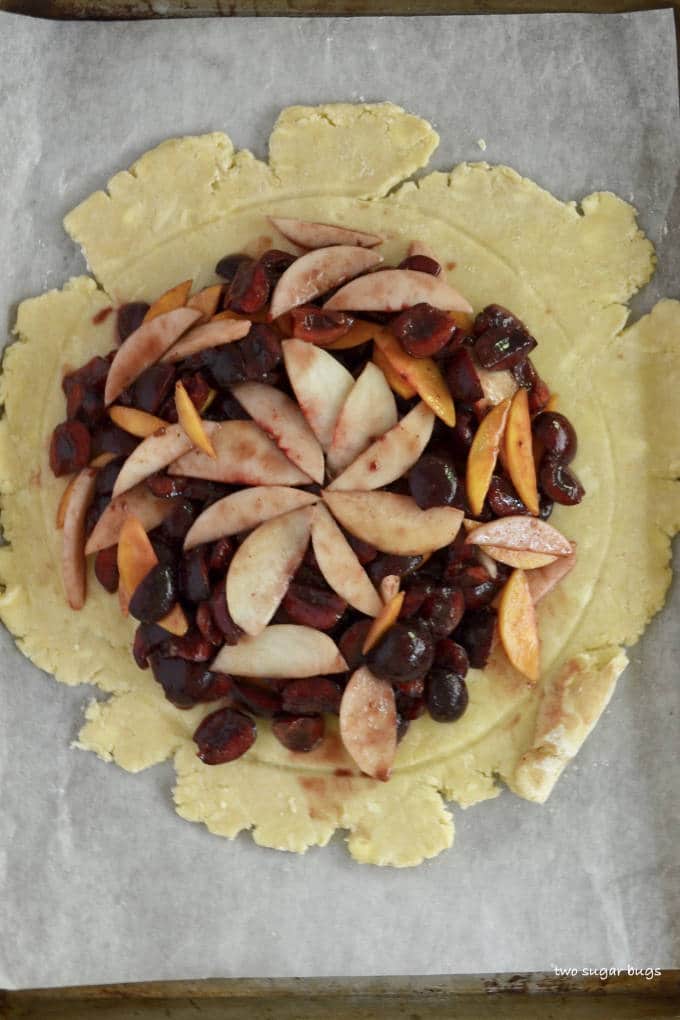 filling in crostata dough, but not rolled up