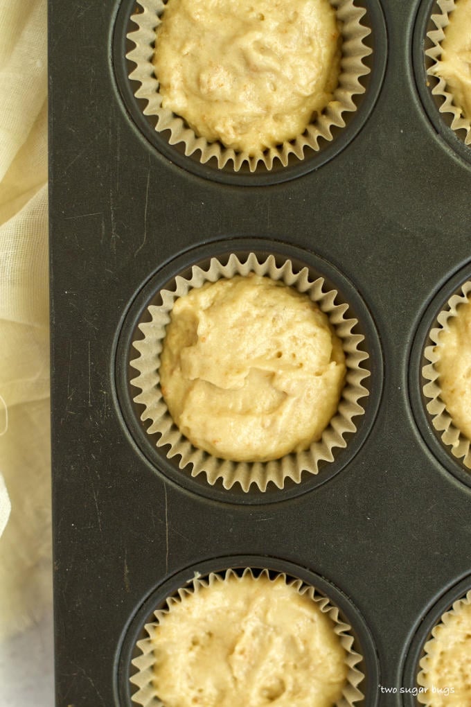 unbaked biscoff cookie butter batter in cupcake liners