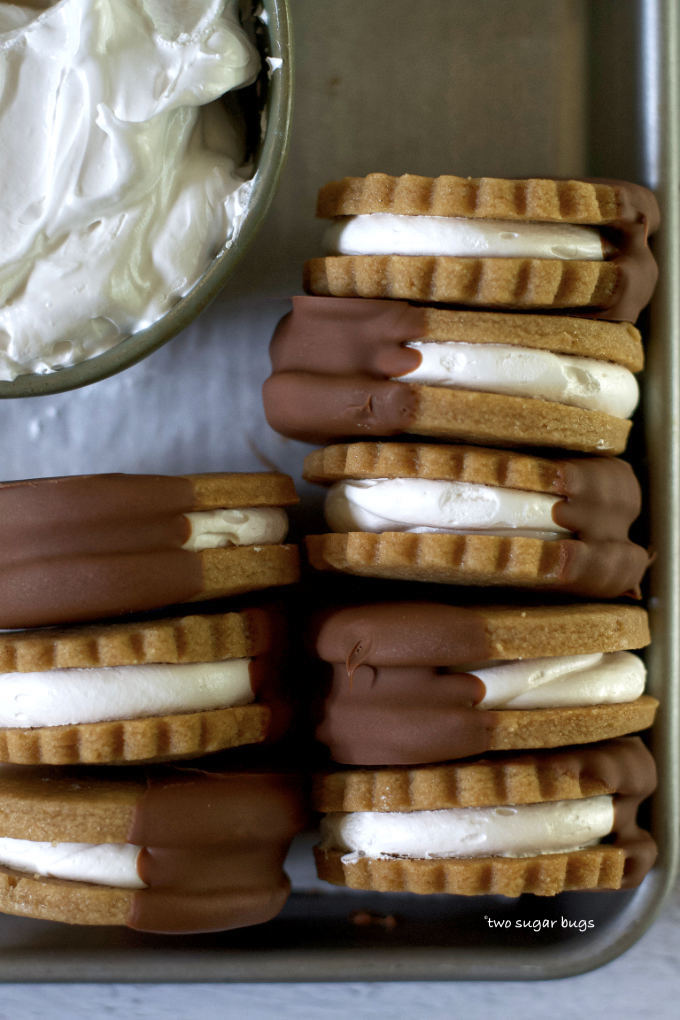 homemade s'mores bars lined up on a baking sheet