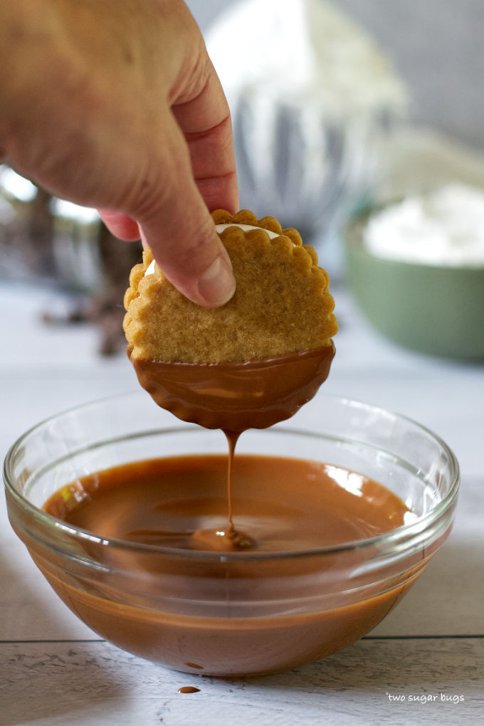 hand holding a s'mores bar with chocolate dripping off the edge