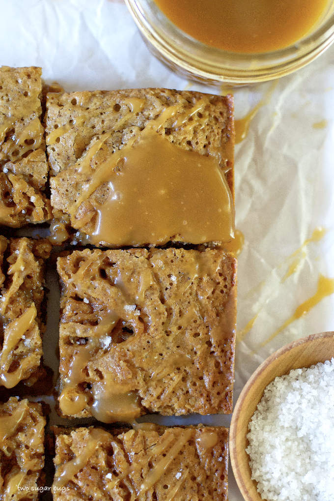 espresso bars with caramel puddled on top