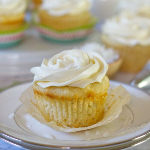 Rum Coconut Cupcakes with Vanilla Rum Buttercream ~ two sugar bugs