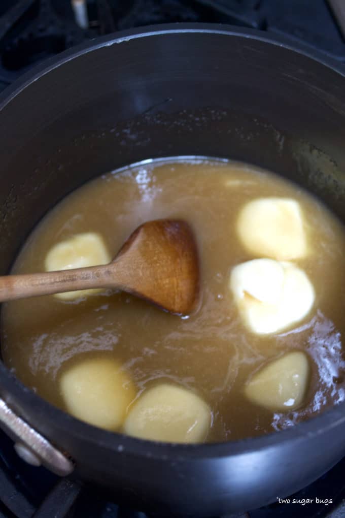 butter melting with sugar and vanilla