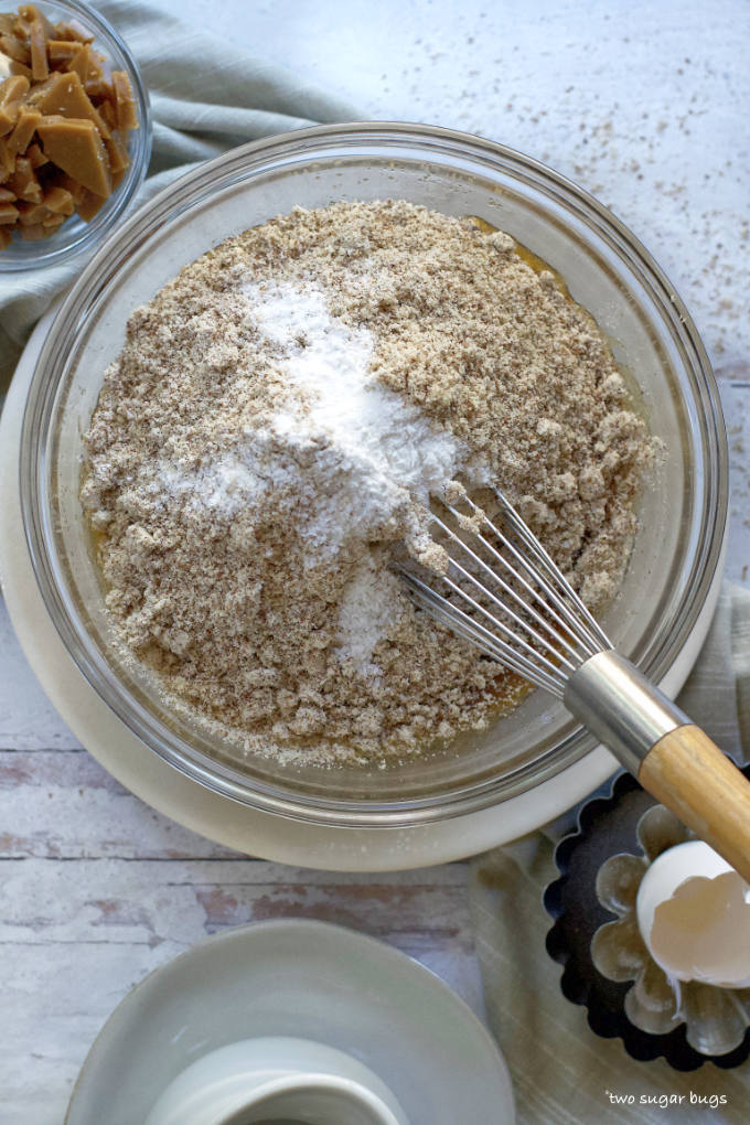 almond flour, baking powder and salt in a bowl with a whisk
