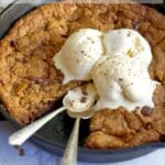 pinterest graphic for almond flour skillet cookie