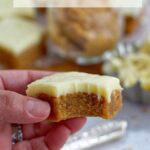 pinterest graphic for peanut butter white chocolate blondies