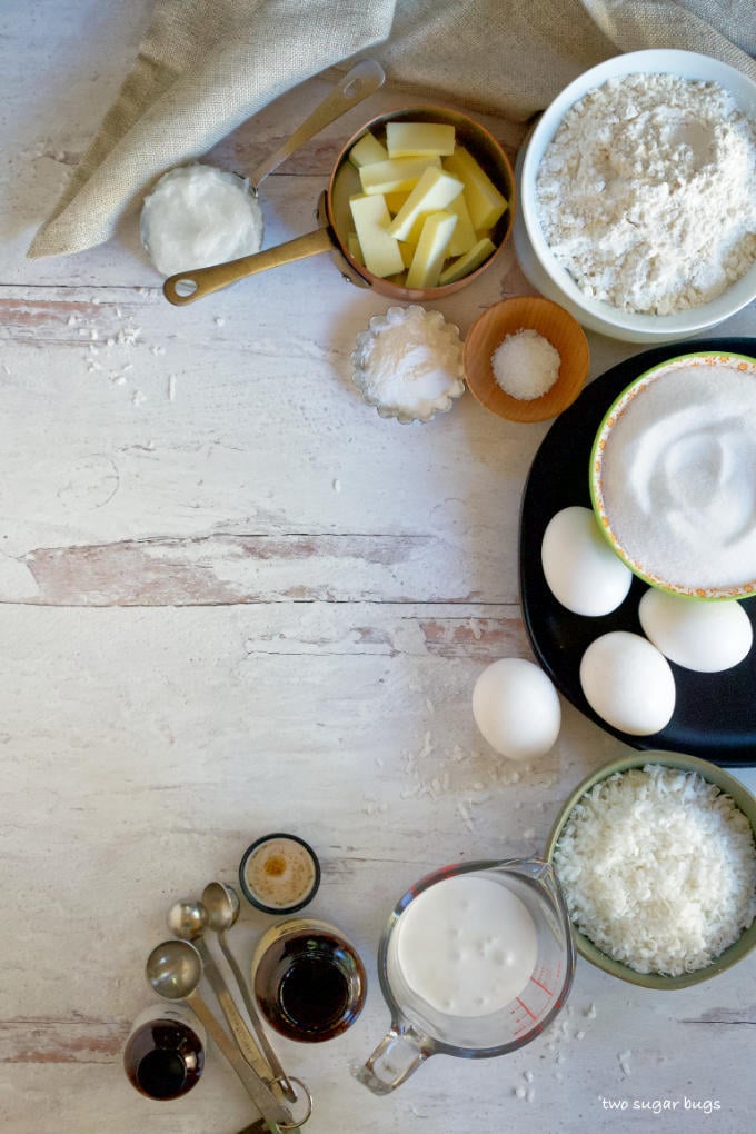 ingredients for kona coconut loaf cake