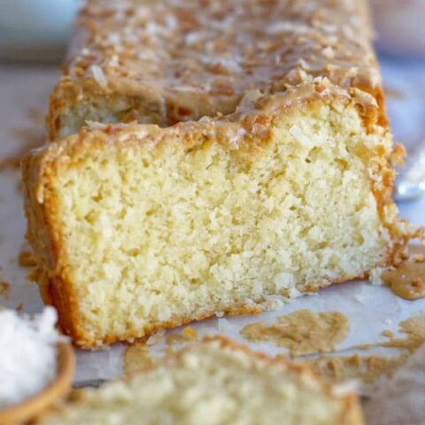 slice of kona coconut loaf cake