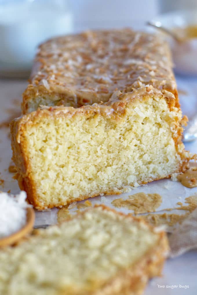 slice of kona coconut loaf cake