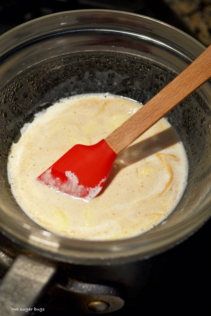 butter, vanilla and white chocolate melting together in a double boiler