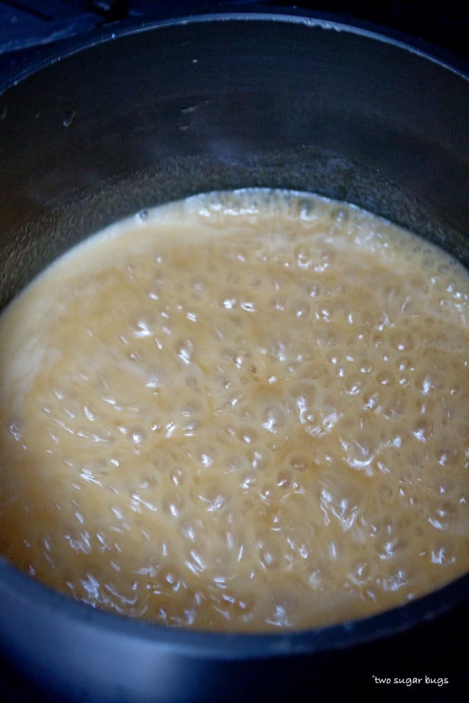 boiling mixture in a saucepan