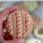 pinterest graphic for how to decorate cable knit sweater cookies