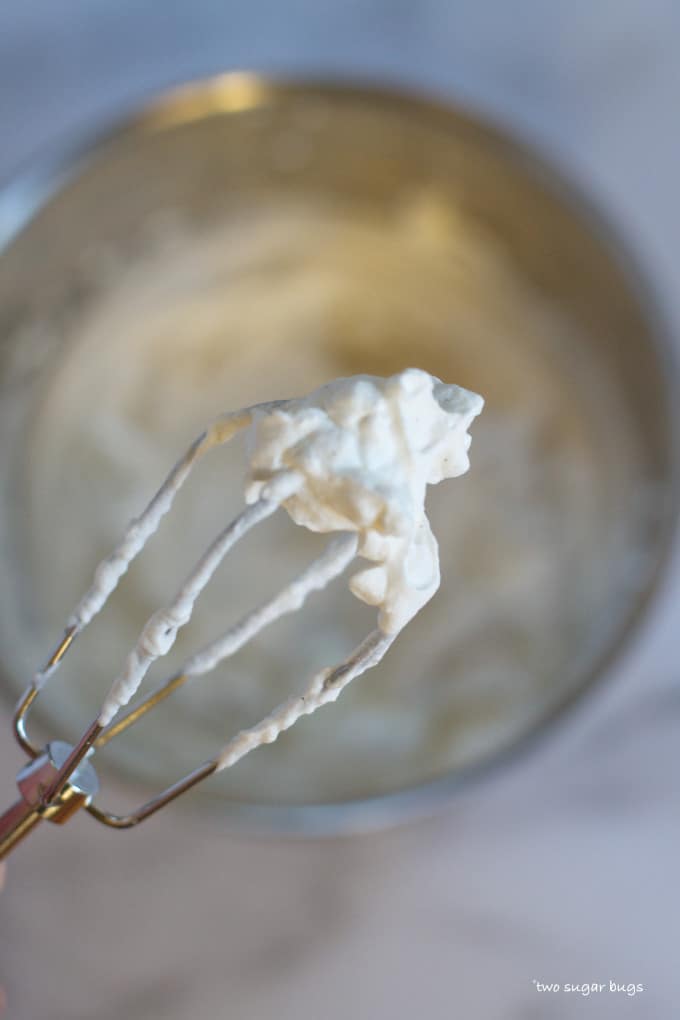 whipped cream on a mixing beater